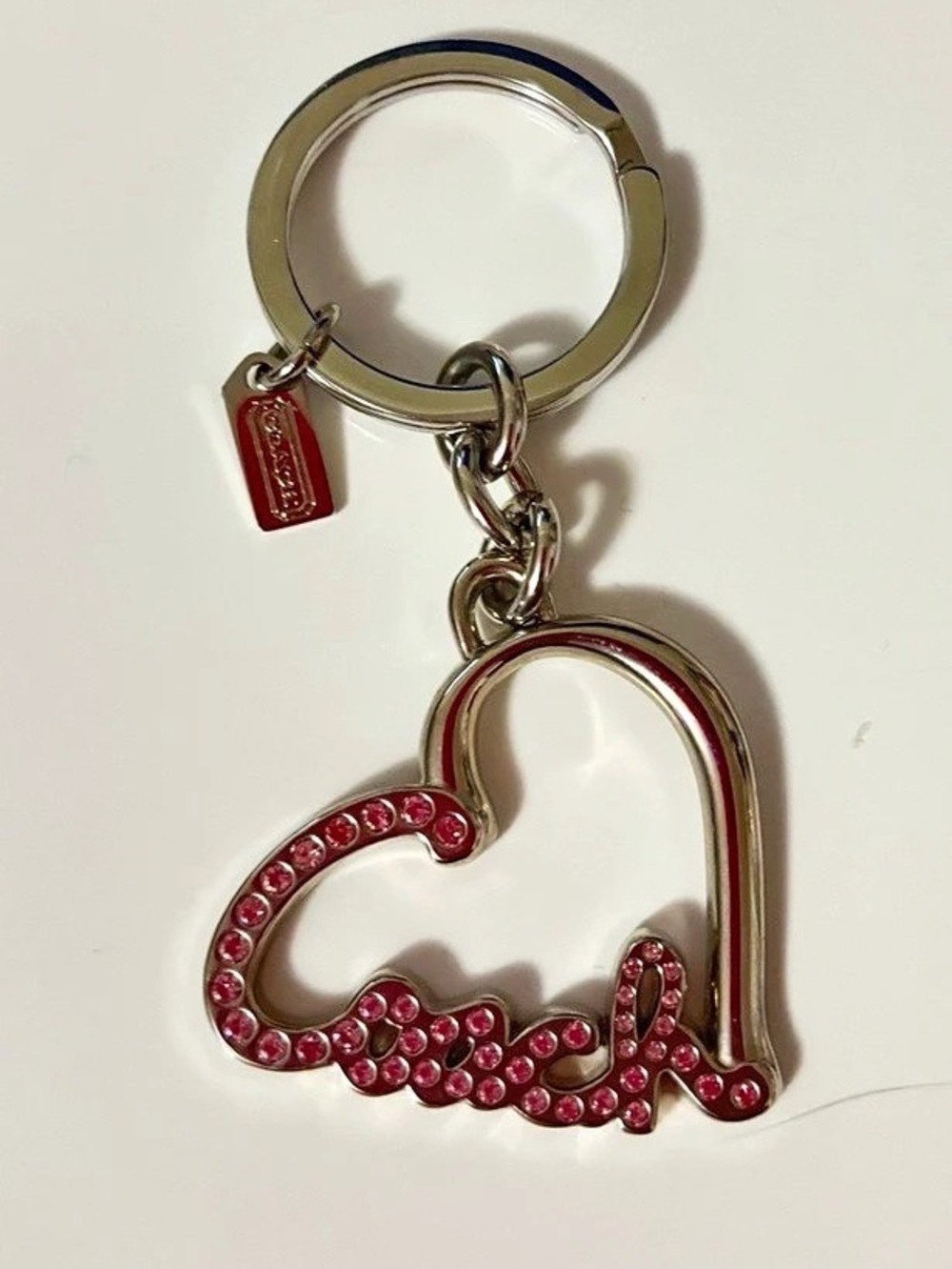 Coach Rhinestone Keychain in Pink